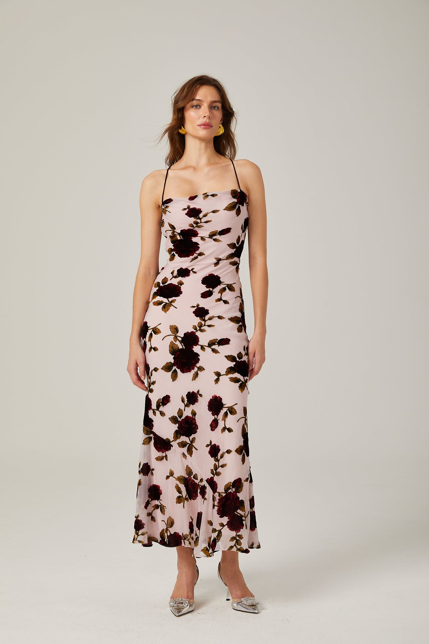 Lore gebloemde scoop-back maxi jurk