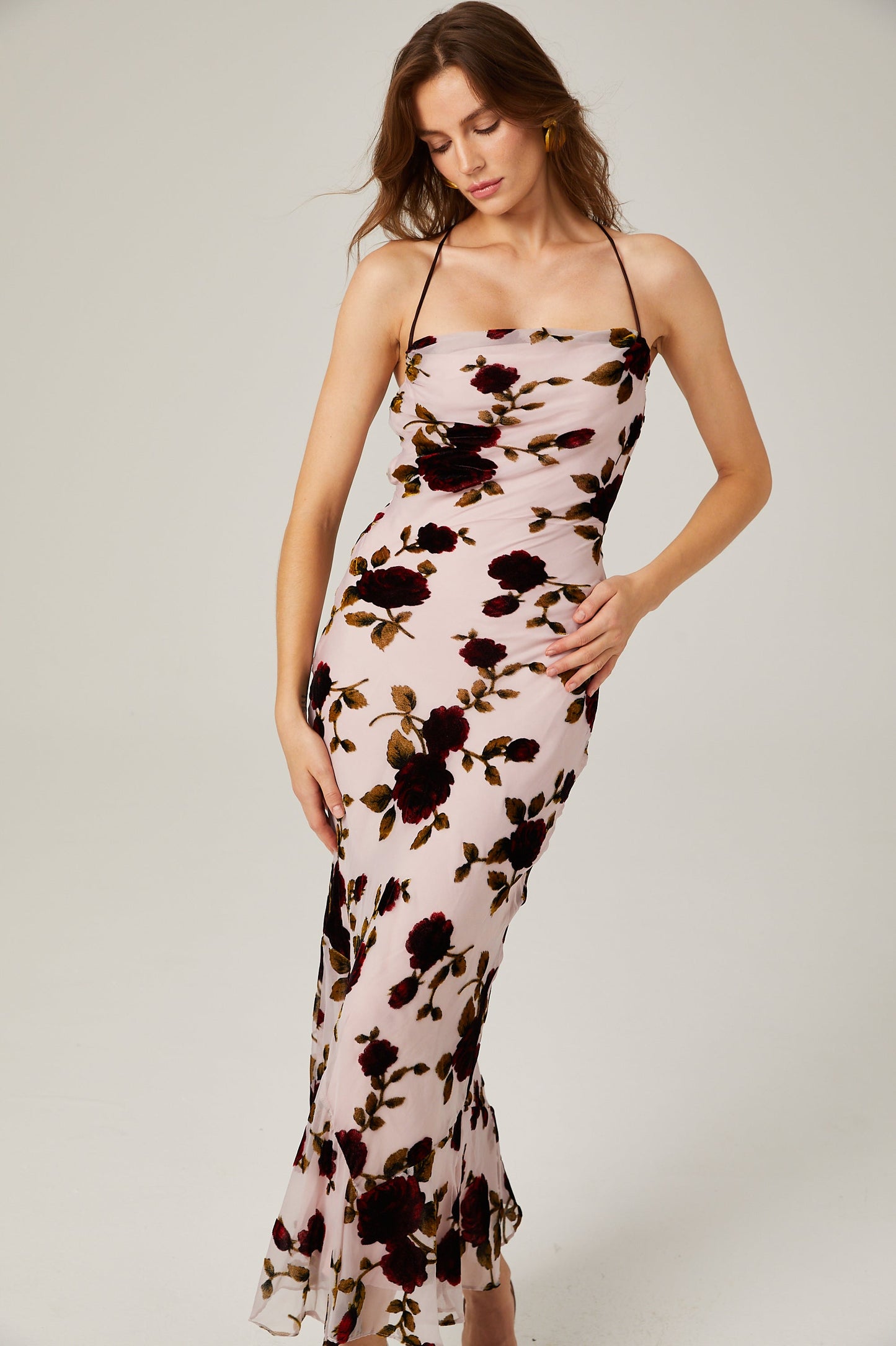 Lore gebloemde scoop-back maxi jurk