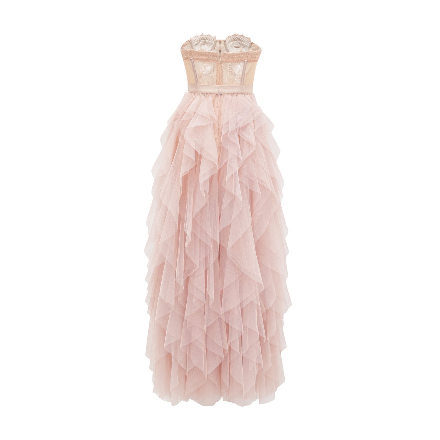 Eilís roze bustier mesh maxi jurk