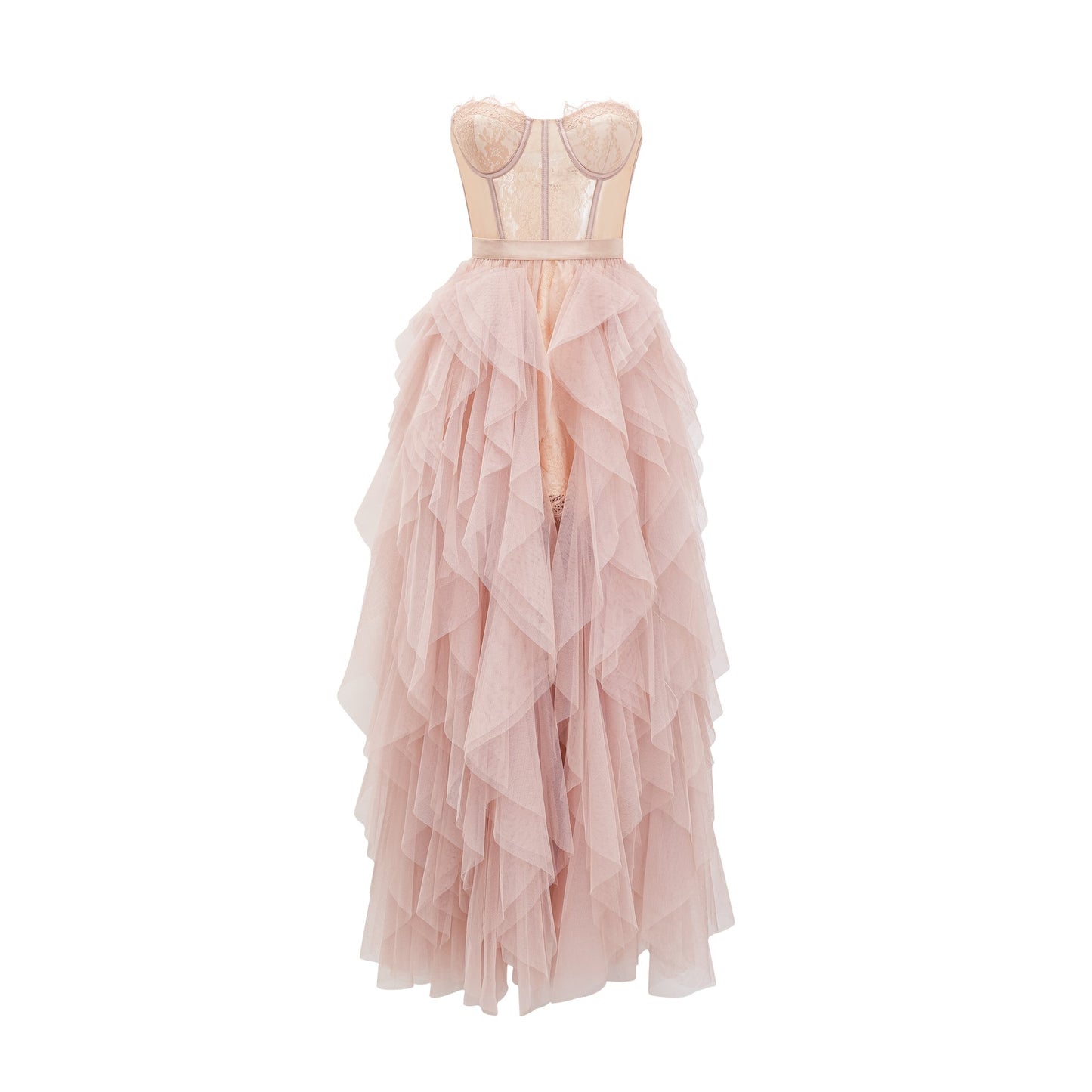 Eilís roze bustier mesh maxi jurk